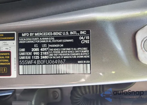 2015 Mercedes-Benz C 300 Luxury/Sport from USA, damaged, VIN 55SWF4JB0FU064967